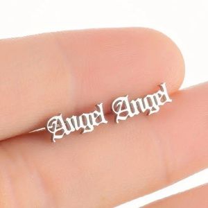 "Angel" Silver Stainless Steel Stud Post Earrings